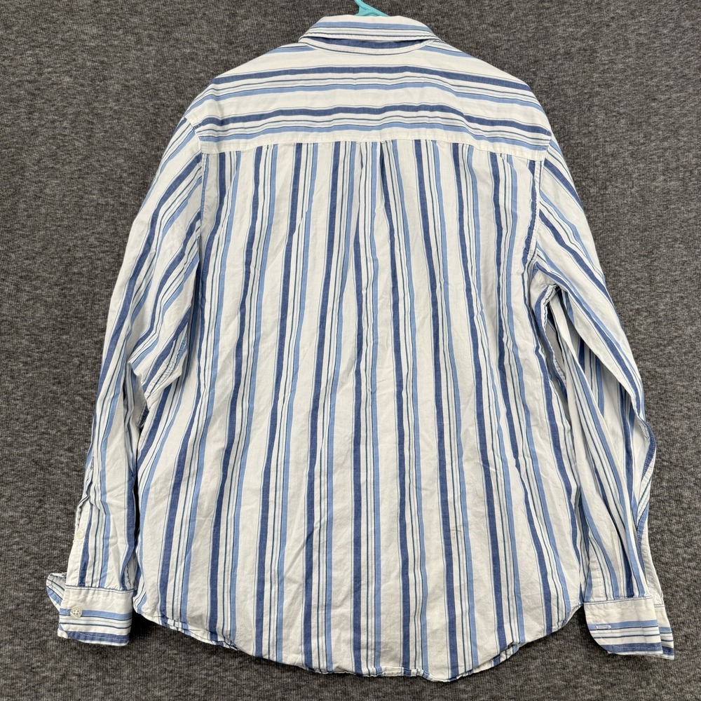 Vintage Y2K Aeropostale Striped Button Down Shirt Mens Large Blue White Cotton